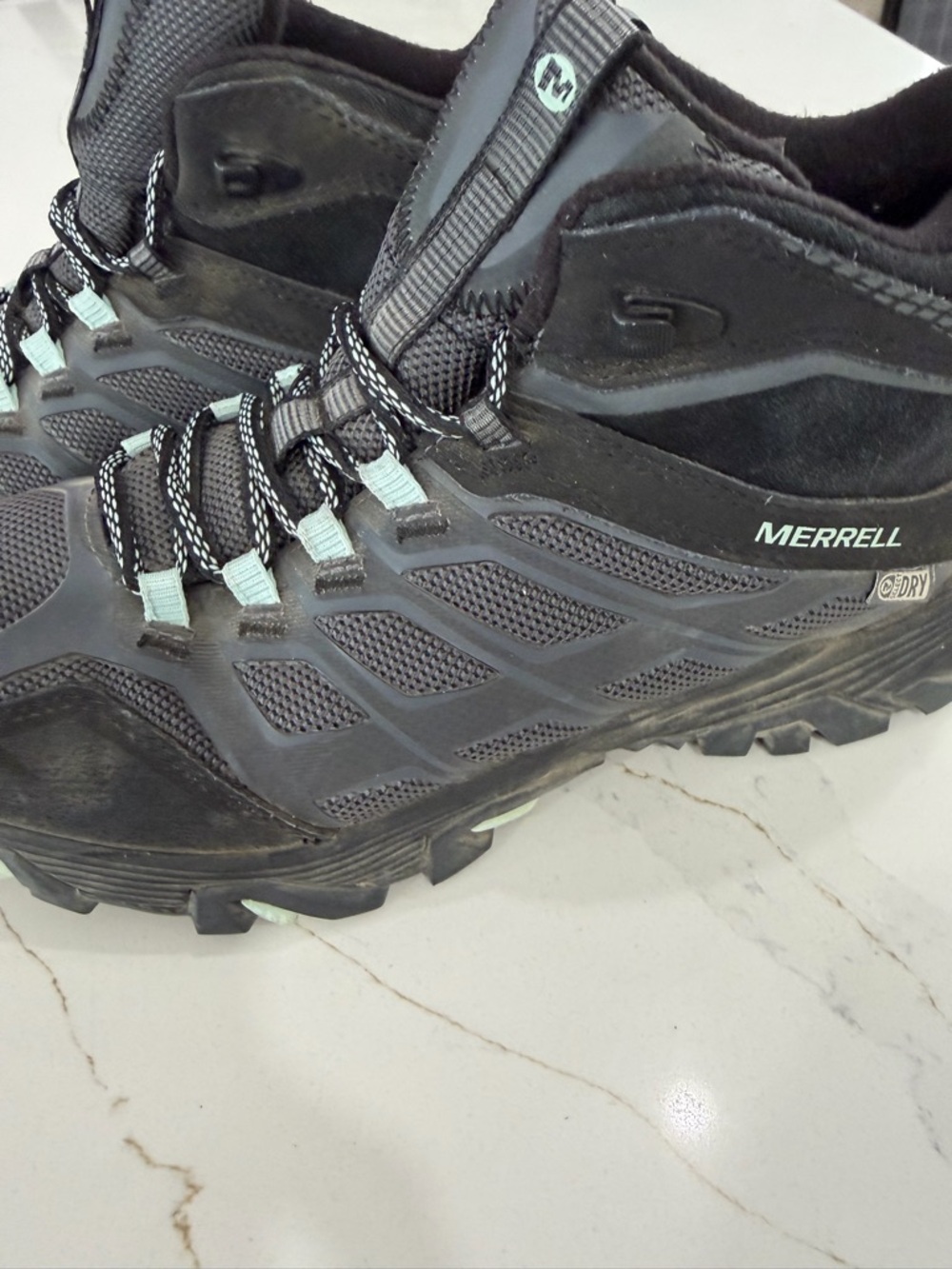 Merrell Gray and Mint Women's Trail Hiking SneakerBoots - Picture 3 of 6